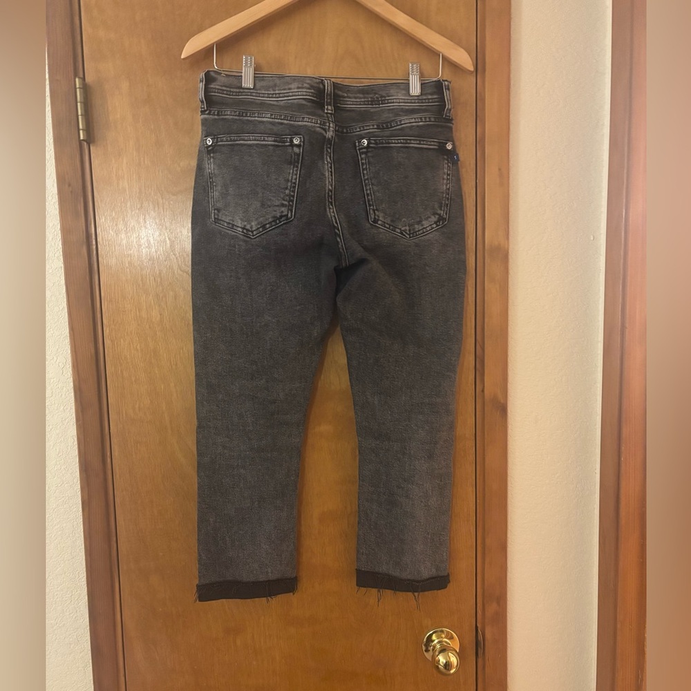 Anthropology Pilcro Slim Boyfriend Distressed Acid Wash Cropped Jeans - Picture 2 of 9